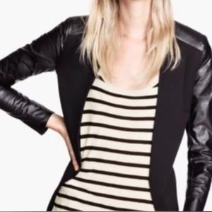 H&M faux leather sleeves blazer